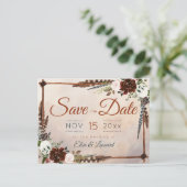 Rustic Woodland Feathers en Floral Bloom Briefkaart (Staand voorkant)