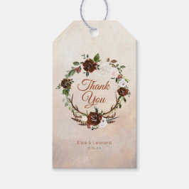 Rustic Woodland Feathers en Floral Bloom Cadeaulabel