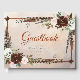 Rustic Woodland Feathers en Floral Bloom Gastenboek