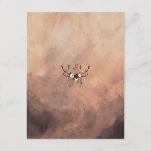 Rustic Woodland Feathers en Floral Bloom Informatiekaartje (Achterkant)