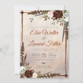 Rustic Woodland Feathers en Floral Bloom Kaart (Voorkant)