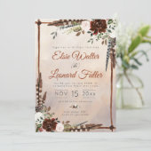 Rustic Woodland Feathers en Floral Bloom Kaart (Staand voorkant)