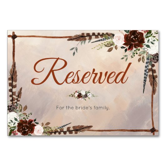 Rustic Woodland Feathers en Floral Bloom Kaart (Voorkant)