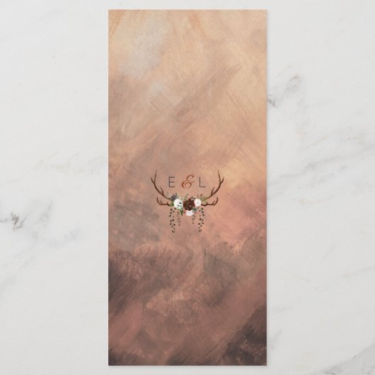 Rustic Woodland Feathers en Floral Bloom Menu (Achterkant)