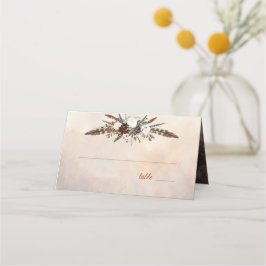 Rustic Woodland Feathers en Floral Bloom Plaatskaartje