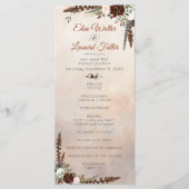 Rustic Woodland Feathers en Floral Bloom Programmakaart (Voorkant)