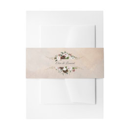 Rustic Woodland Feathers en Floral Bloom Uitnodigingen Wikkel