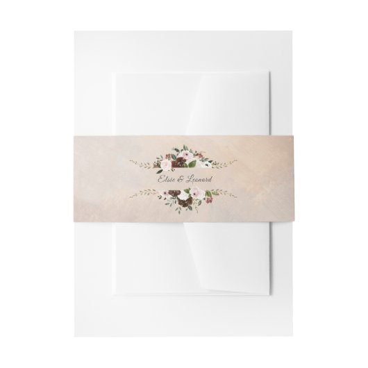 Rustic Woodland Feathers en Floral Bloom Uitnodigingen Wikkel (Voorkant Voorbeeld)
