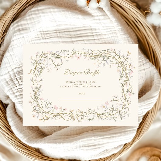Rustic Woodland Fern Baby shower Diapper Raffle Informatiekaartje