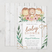 Rustic Woodland Floral Animals Baby shower Kaart (Voorkant / Achterkant)