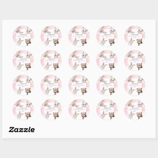 Rustic Woodland Floral Boho Girl Baby shower Ronde Sticker (Vel)