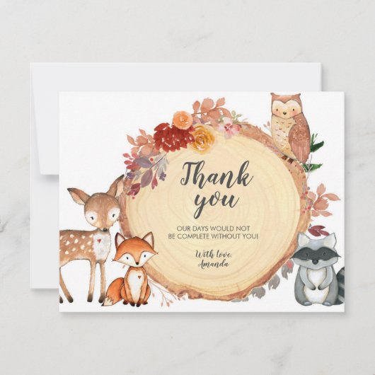 Rustic Woodland Floral Hartelijk dank Bedankkaart (Voorkant)