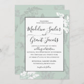 Rustic Woodland Foliage Sage Wedding Invitation Kaart (Voorkant / Achterkant)