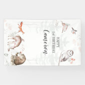 Rustic Woodland Forest Animals 1st Birthday Spandoek (Horizontaal)