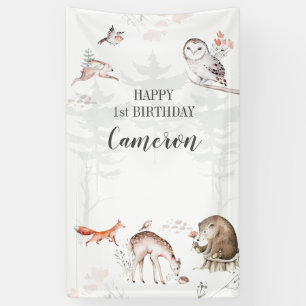 Rustic Woodland Forest Animals 1st Birthday Spandoek