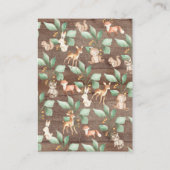 Rustic Woodland Forest Animals Baby Diaper Raffle Informatiekaartje (Achterkant)