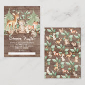 Rustic Woodland Forest Animals Baby Diaper Raffle Informatiekaartje (Voorkant / Achterkant)