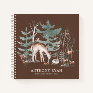 Rustic Woodland Forest Animals Baby eerste jaar ni Notitieboek