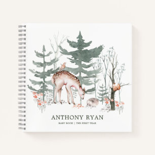 Rustic Woodland Forest Animals Baby eerste jaar Notitieboek