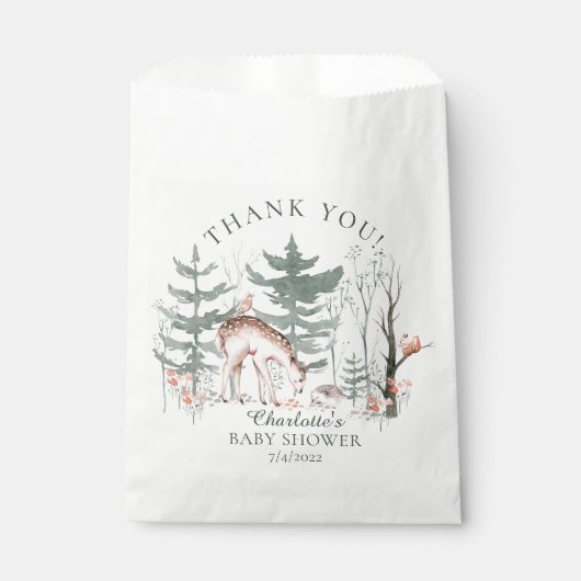 Rustic Woodland Forest Animals Baby shower Bedankzakje (Voorkant)