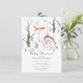 Rustic Woodland Forest Animals Baby shower Invita Kaart (Staand voorkant)