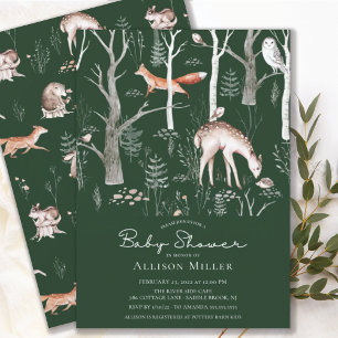 Rustic Woodland Forest Animals Baby shower Invita Kaart