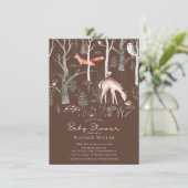 Rustic Woodland Forest Animals Baby shower Invitat Kaart (Staand voorkant)