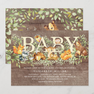 Rustic Woodland Forest Animals Baby shower Kaart