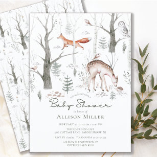 Rustic Woodland Forest Animals Baby shower Kaart