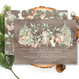 Rustic Woodland Forest Animals Baby shower Kaart