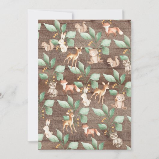 Rustic Woodland Forest Animals Baby shower Kaart (Achterkant)