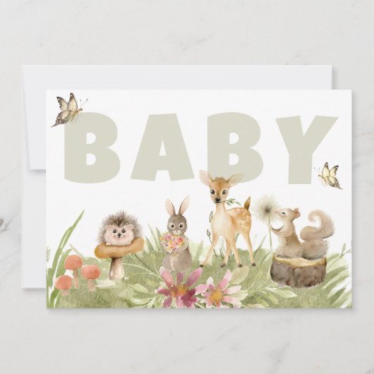 *~* Rustic Woodland Forest Animals Baby shower Kaart (Voorkant)