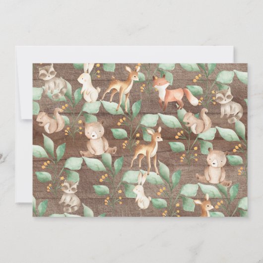Rustic Woodland Forest Animals Baby shower Kaart (Achterkant)