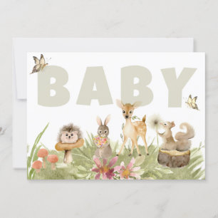 *~* Rustic Woodland Forest Animals Baby shower Kaart