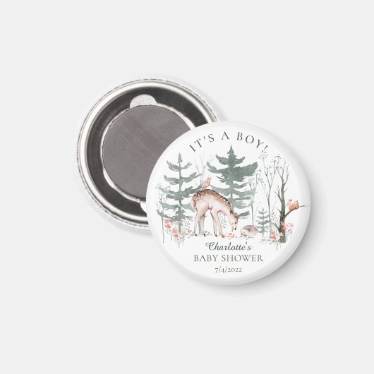 Rustic Woodland Forest Animals Baby shower Magneet (Voorkant / Achterkant)
