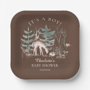 Rustic Woodland Forest Animals Baby shower Papieren Bordje