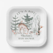 Rustic Woodland Forest Animals Baby shower Papieren Bordje (Voorkant)