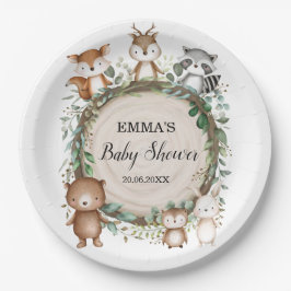 Rustic Woodland Forest Animals Baby shower Papieren Bordje