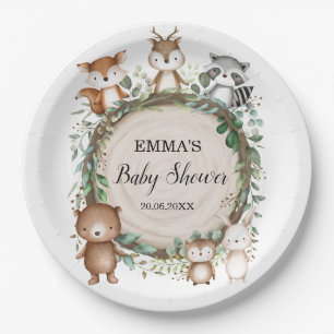 Rustic Woodland Forest Animals Baby shower Papieren Bordje