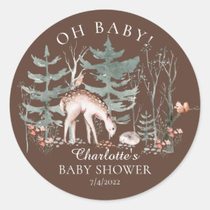 Rustic Woodland Forest Animals Baby shower Ronde Sticker