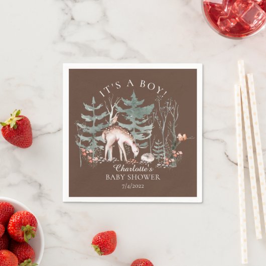 Rustic Woodland Forest Animals Baby shower Servet (Insitu)