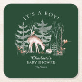 Rustic Woodland Forest Animals Baby shower Square Kartonnen Onderzetters (Voorkant)
