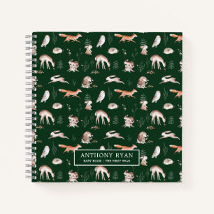 Rustic Woodland Forest Animals Baby's eerste jaar  Notitieboek