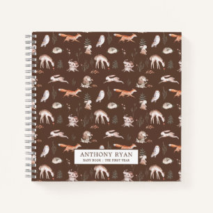 Rustic Woodland Forest Animals Baby's eerste jaar Notitieboek