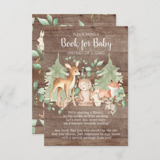 Rustic Woodland Forest Animals Book for Baby Card Informatiekaartje (Voorkant / Achterkant)