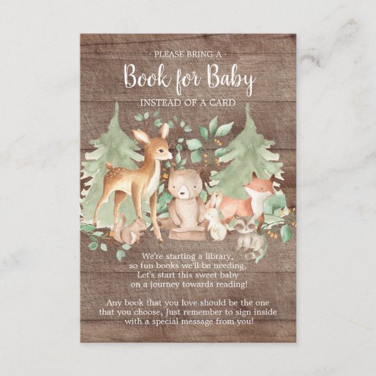 Rustic Woodland Forest Animals Book for Baby Card Informatiekaartje (Voorkant)