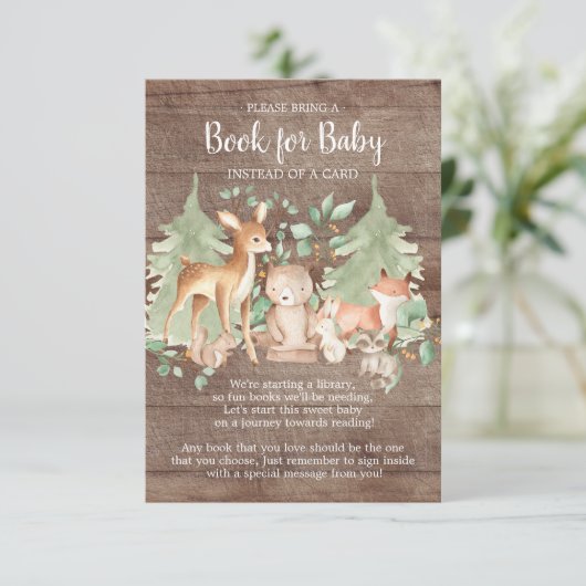 Rustic Woodland Forest Animals Book for Baby Card Informatiekaartje (Staand voorkant)