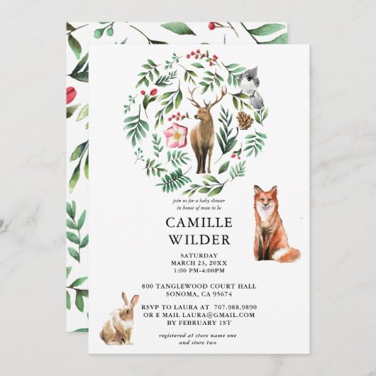 Rustic Woodland Forest Animals Kaart (Voorkant / Achterkant)