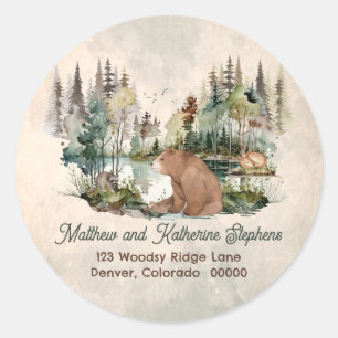 Rustic Woodland Forest Beer Return Address Ronde Sticker