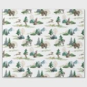 Rustic Woodland Forest Beer Wolf Hare Badger Gift Cadeaupapier (Vlak)